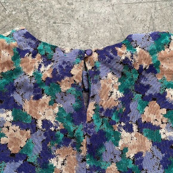 Vintage Pappagallo Abstract Floral Blouse Shirt Short Sleeve Womens Medium Large - Picture 10 of 12